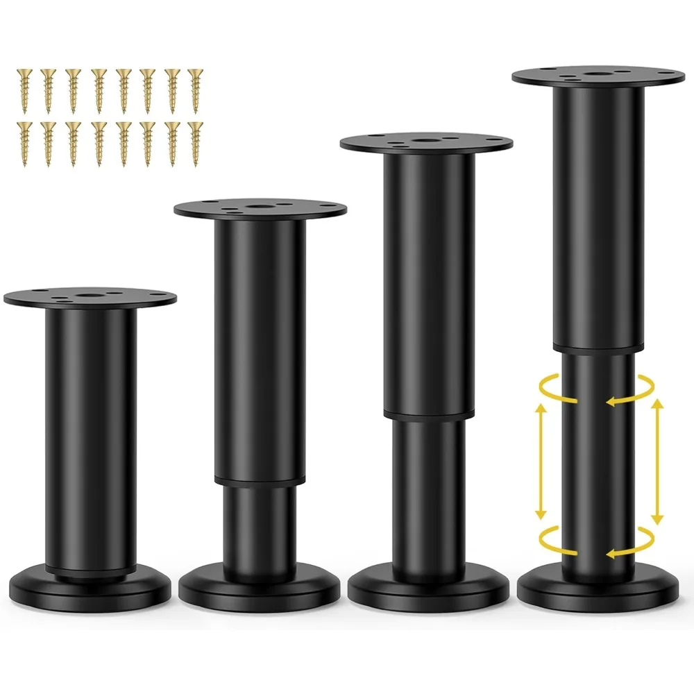 

4 Pcs Metal Adjustable Furniture Legs 4.72-7.87 inch, Adjustable Cabinet Legs for Sofa/Bed/Chair/Couch/Dresser/Table,Heavy Duty
