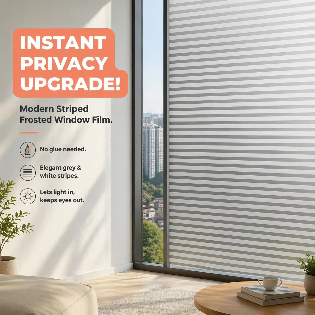 Self Adhesive Horizontal Line Privacy Window Film Anti-UV