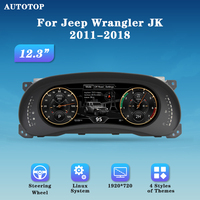 AUTOTOP 12.3” LCD Dashboard Virtual Cockpit for Jeep Wrangler JK 2011-2018 Full Screen 1920*720 Car Odometer Speedometer Gauge