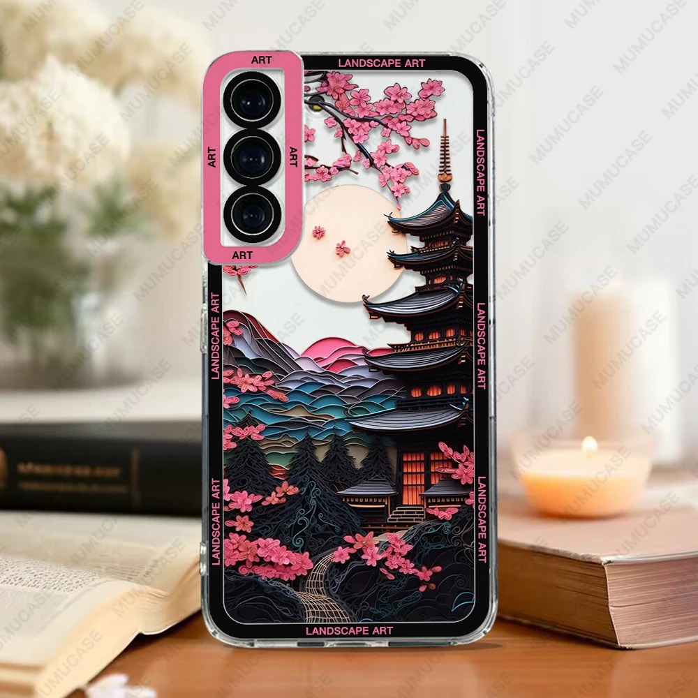 Phone Case For Samsung Galaxy S24 S20 S21 FE S22 Plus S23 Ultra A22 A54 5G A72 A34 A71 A31  Soft Cover Landscape Art Shockproof