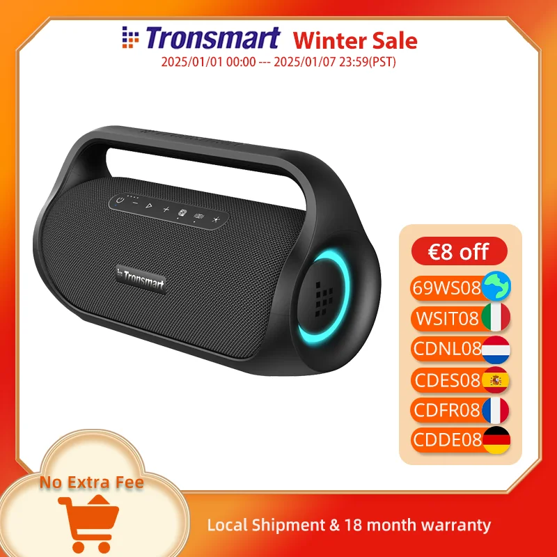 Tronsmart Bang Mini Speaker 50W Party Wireless Speaker with Bluetooth 5.3, Stereo Sound, NFC Connection, Built-in Powerbank