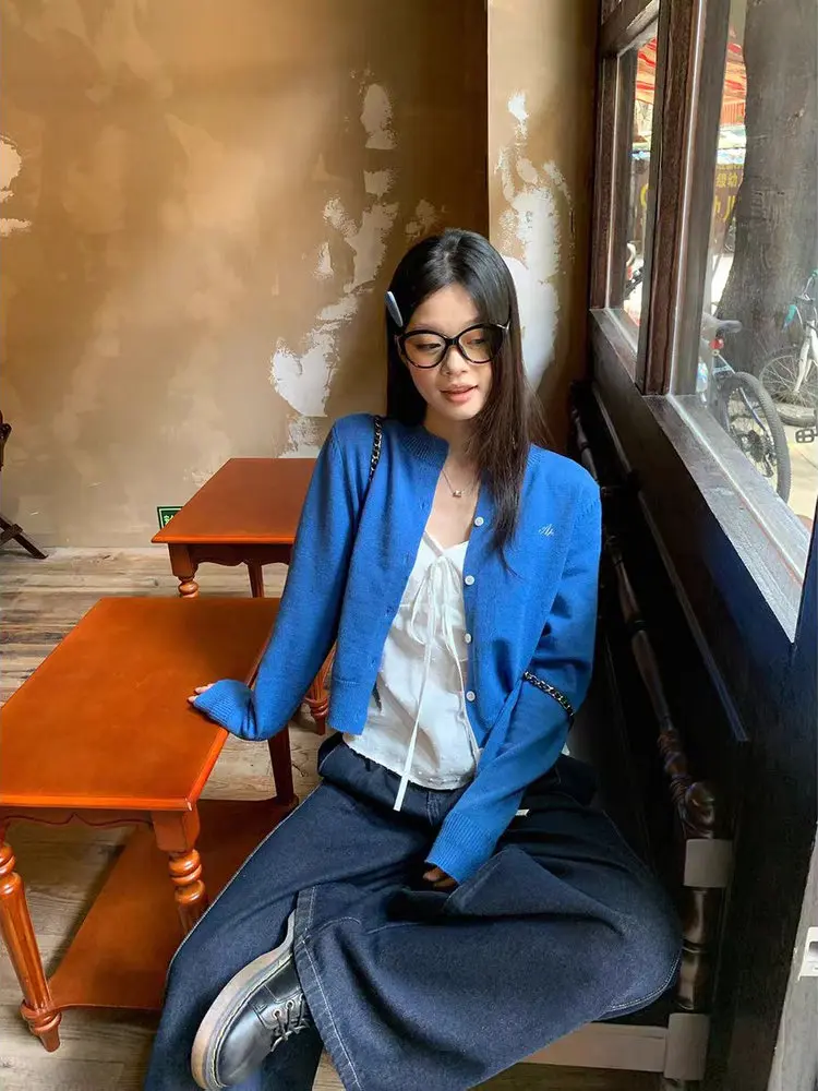 Bla round Ne سترة مشغولة من الصوف المرأة سليم صالح المطرزة Faionable بلوزة بسيطة الكورية Sle الخريف الموسم سترة صوفية #1