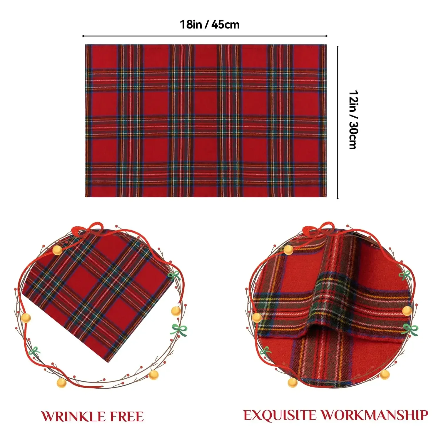 Table Napkin Christmas Style Soft Scottish Tartan Plaid Cloth Napkins Classsic Red Plaid Dinner Napkins  Christmas Table Decor