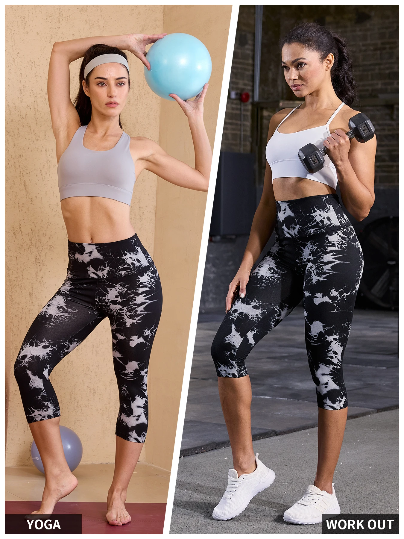 Super Soft High Waisted Tie Dye for Women No See Through Workout Running Yoga Athletic Capri Pants Yoga Push Up Gym  Fitness image 2