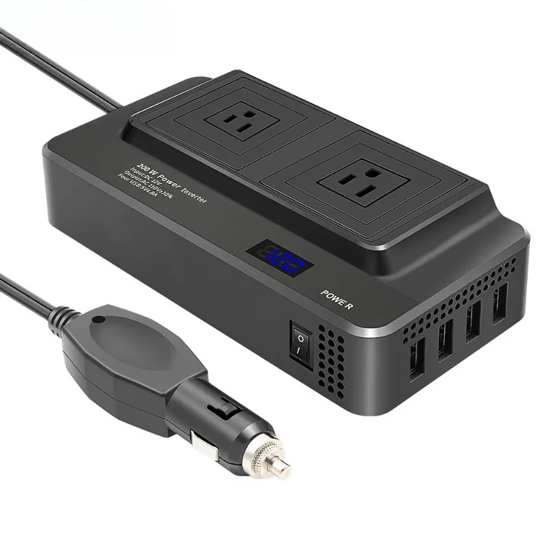 200W car inverter 12V to 110V overload protection car power converter booster