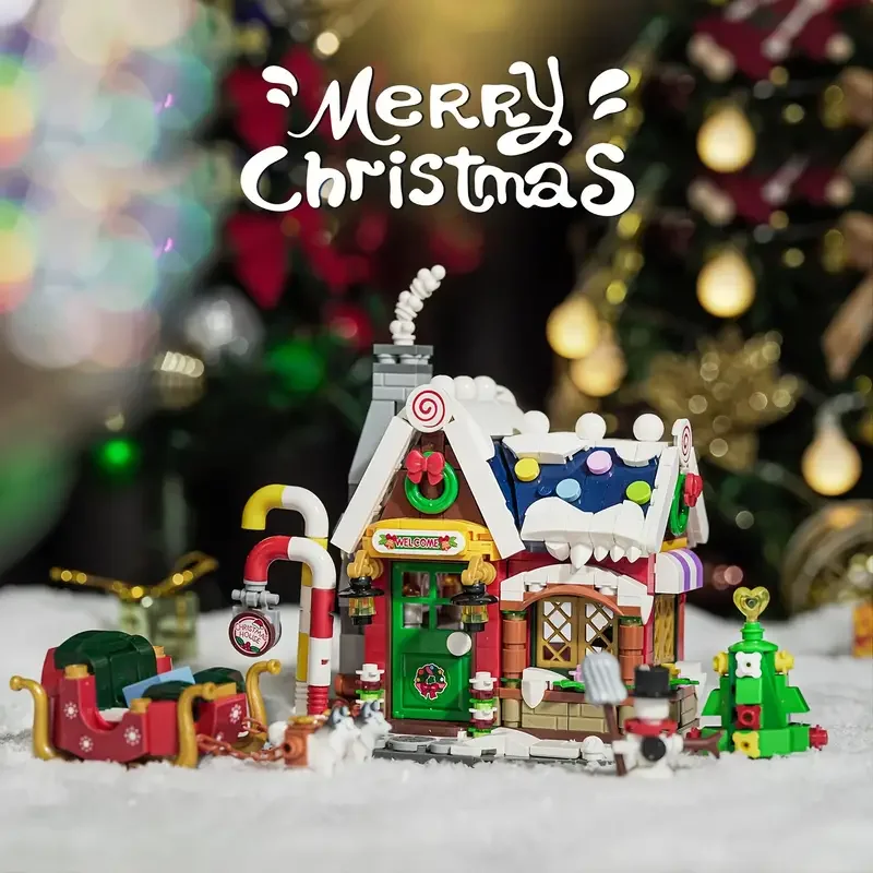 Unique Christmas Gift Forest House Building Blocks Snowman Cabin Toy Bricks Decoration For Boyfriend Girlfriend