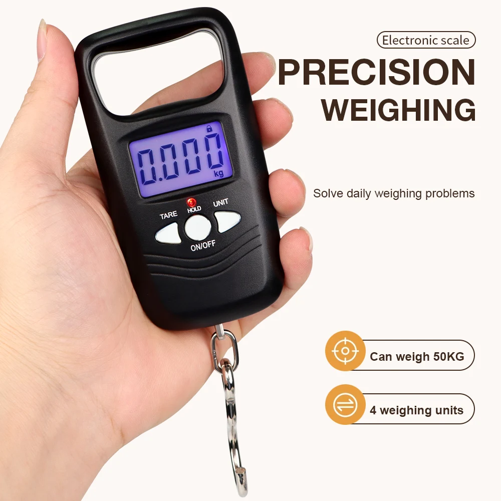 Цифровые подвесные весы с ЖК-дисплеем, чемодан, дорожная сумка, крючок, баланс, портативные высокоточные электронные весы 50 кг/10 г