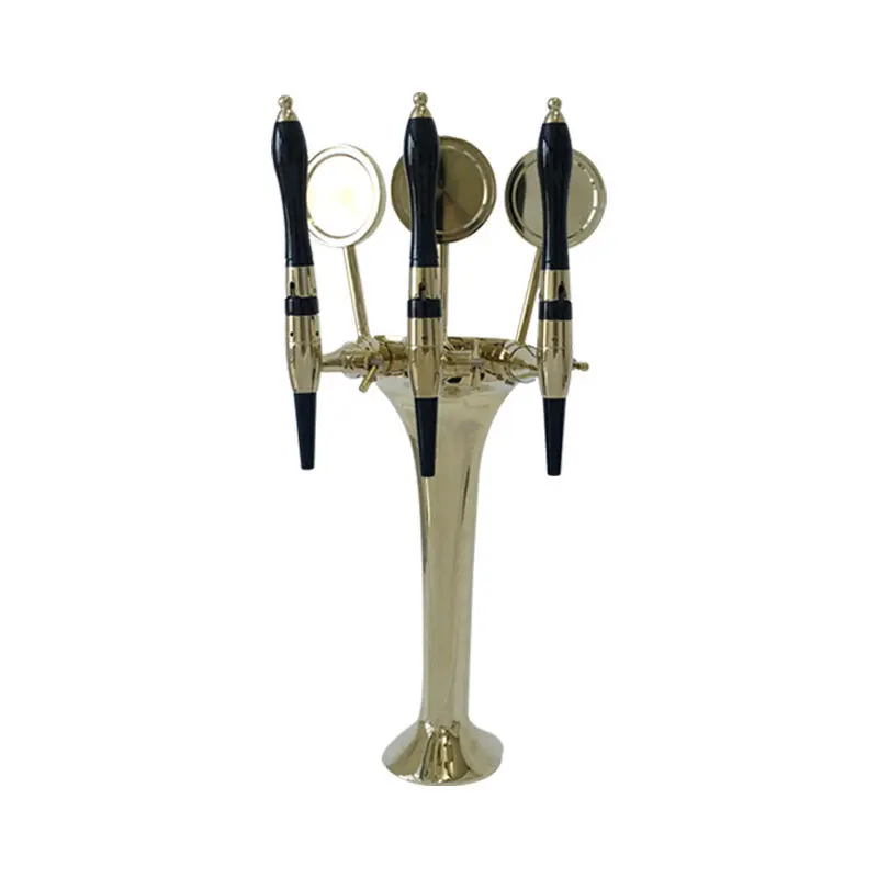 Three-hole golden glasses snake beer column, without faucet