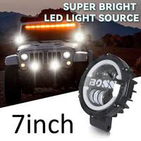 7 Inch Boss 150W Round Spot LED Pods Light Bar High/Low Beam DRL led work Driving Lamp for Truck Jeep Road SUV UTV ATV Fog LED