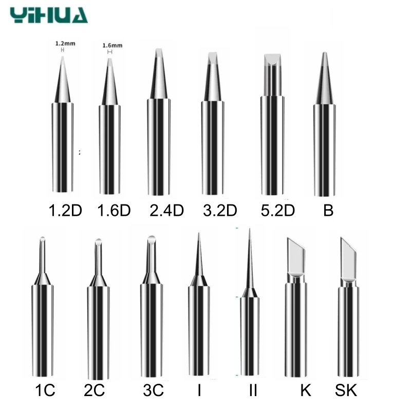 YIHUA 902 Series Soldering Iron Tip High Thermal Conductivity Long Lifespan with 995D+-I 938BD+-I 853AAA+-I Professional Repairs