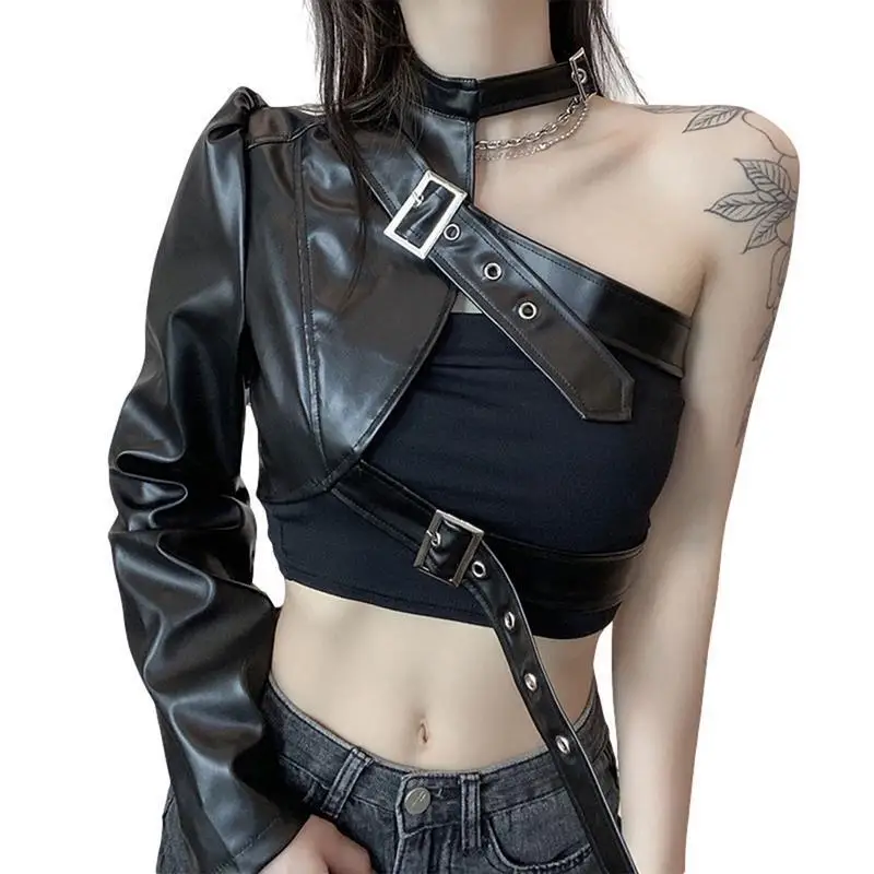

Motorcycle Style PU Leather Shawl Women's Fashion Spring Autumn Winter Seasonal All-Weather Long Scarf Trendy Ensemble