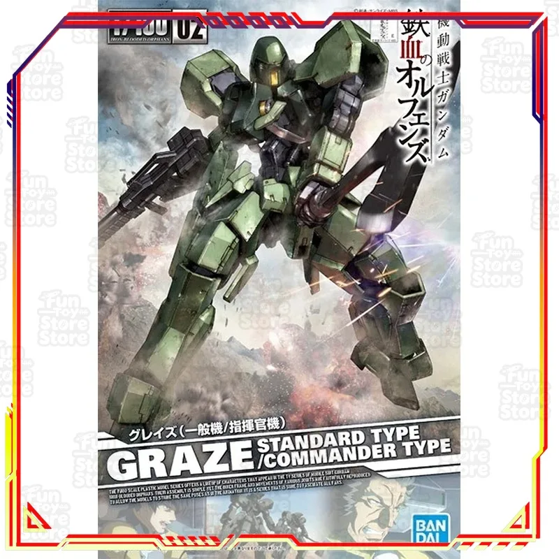 Bandai Gundam Model Kit Graze Commander Type Gunpla Anime Figure TV Series Collection Official Licensed Action Toy for Fans
