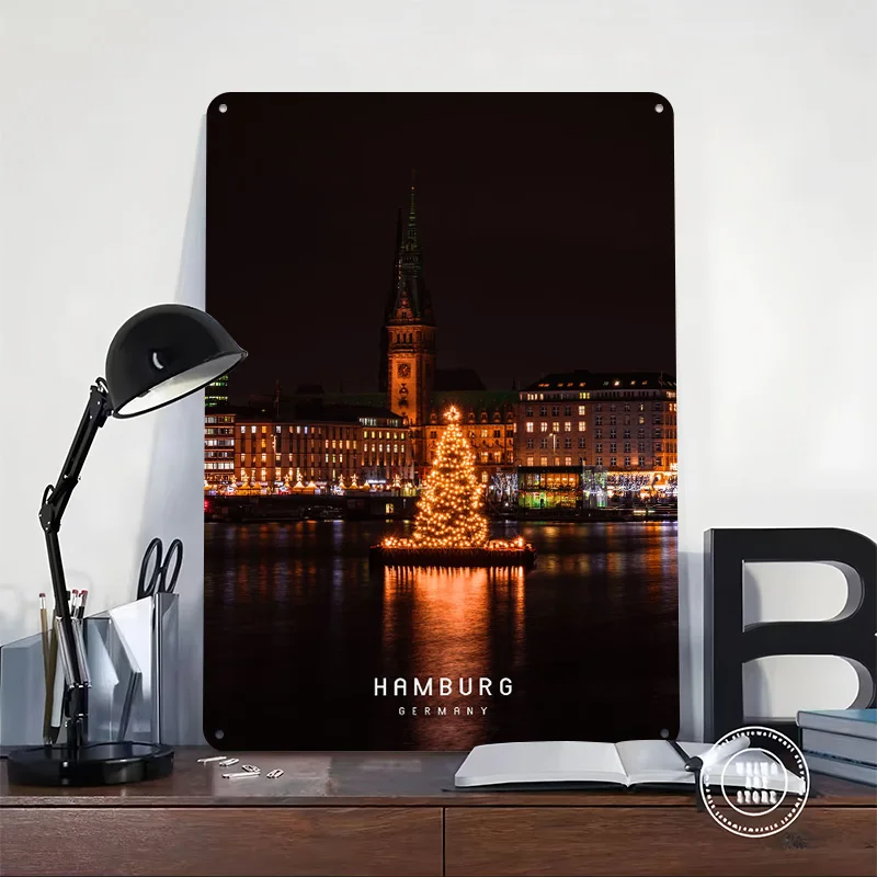 Hamburg Tinplate Poster Custom Wall Art Vintage Metal Signs Retro Tin Plaque for Mancave Decoration Gaming Desk Decor Home Sign