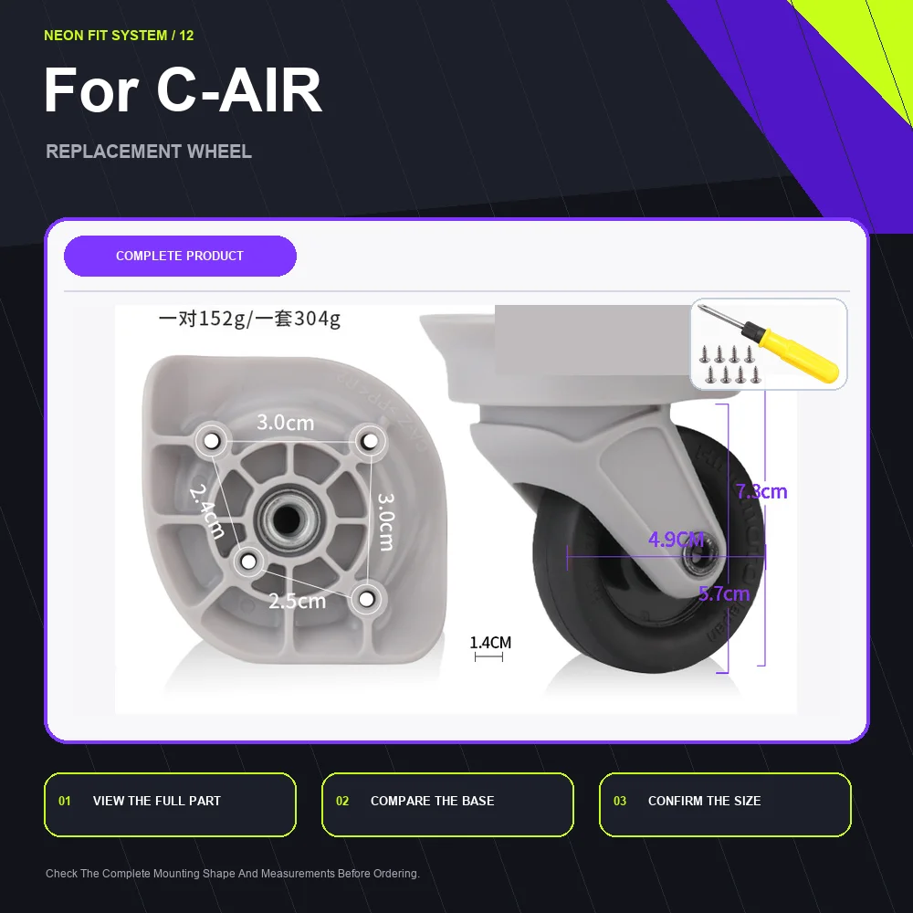 Travel Spinner Luggage Wheel For Samsonite C-AIR For Roger 2909 For Samsonite CA-Z Reliable Suitcase Caster Accessory