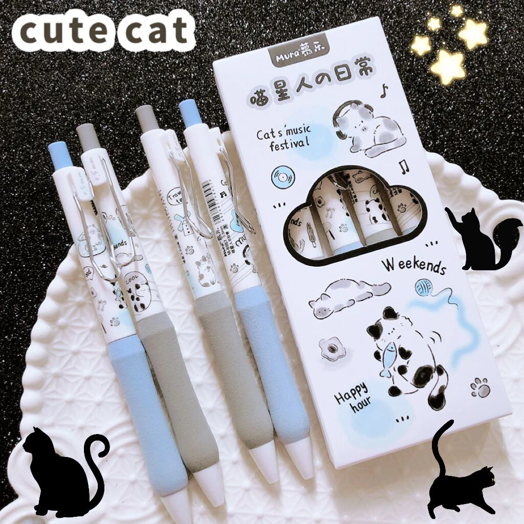 Aesthetic stationery items back to school Writing pens cat gel pens classroom Elegant pens Kawaii Stationery supplies cute pens