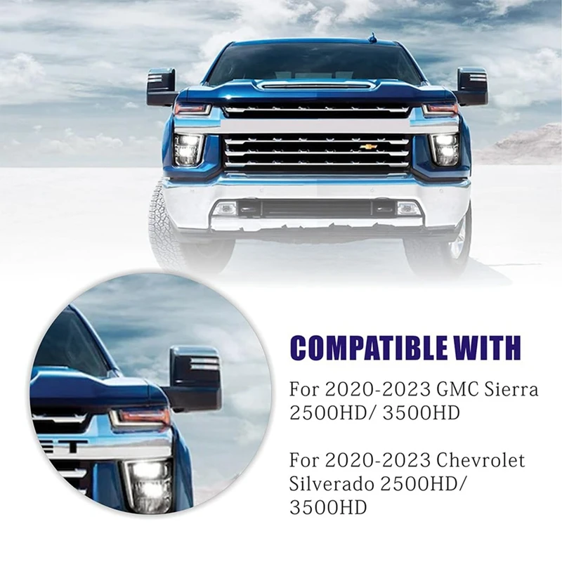 Tow Mirror Cover Caps For Chevrolet Silverado GMC Sierra 2500HD 3500HD 2020-2024, 84468904 84468910, Door Mirror Cover Parts