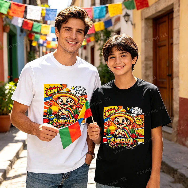 Smiguel Mexikanisches Sombrero T-Shirt Y2k Humor Lebendige Kunst Lustiges Mexikanisches Kultur-Mashup T-Shirt Niedliche Festival-Partykleidung Neuartiges Geschenk – Detail 4