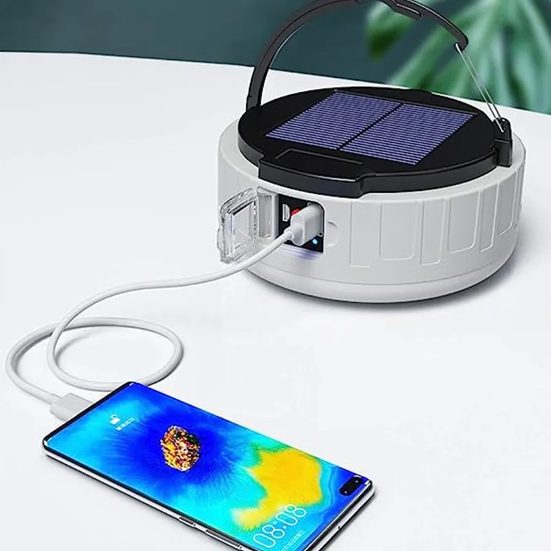 Solar‑Rechargeable Camping Lantern Portable Hanging LED Tent Light With USB For Outdoor Camping Emergency