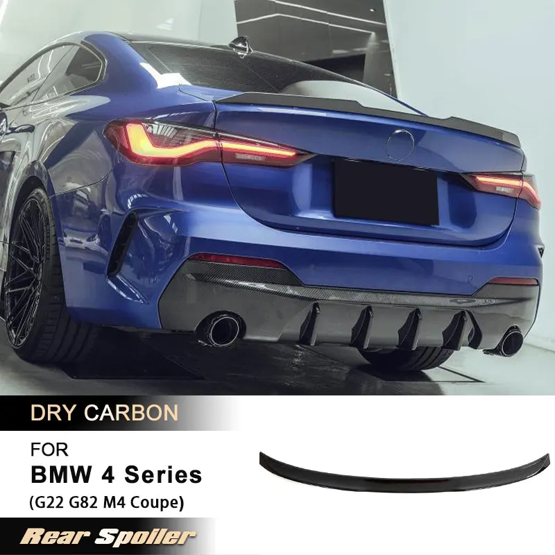 

Автомобильный задний спойлер багажника, крылья для BMW 4 серии G22 G82 M4 M440i Coupe 2021-2023, задний спойлер, крыло багажника, губа Prepreg Dry Carbon