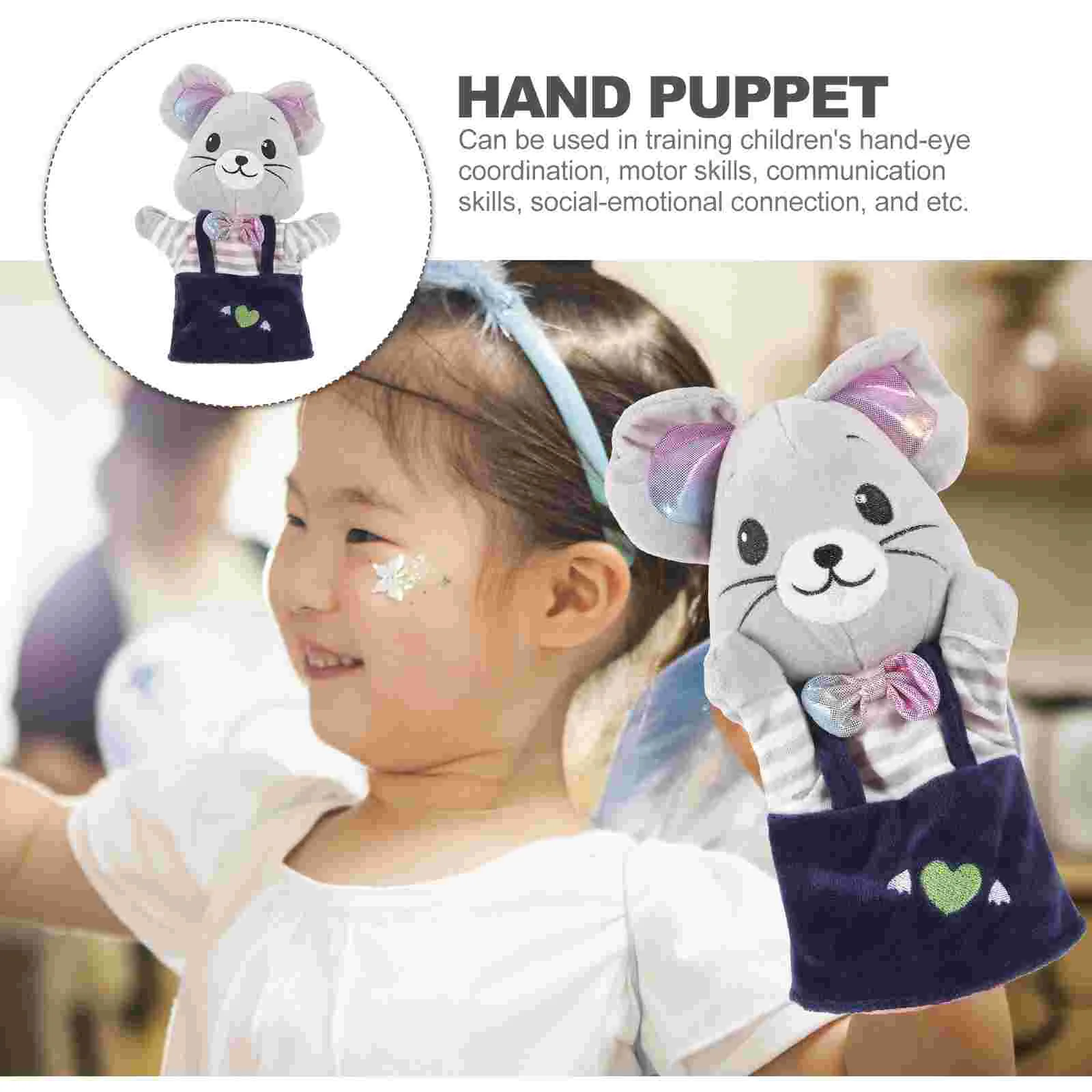 Animal Hand Puppet Toy for Kids Early Education Plush Puppets Interactive Children Mouse Baby Toddler Learning Gifts Develop