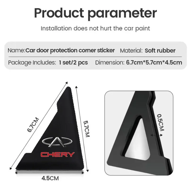 Chery 2Pcs Silicone Car Door Corner Protector Anti Scratch Cover For Tiggo 7 8 9 Omoda C5 C9 Jaecoo J7 J8 Jetour X70 X90 Exterio