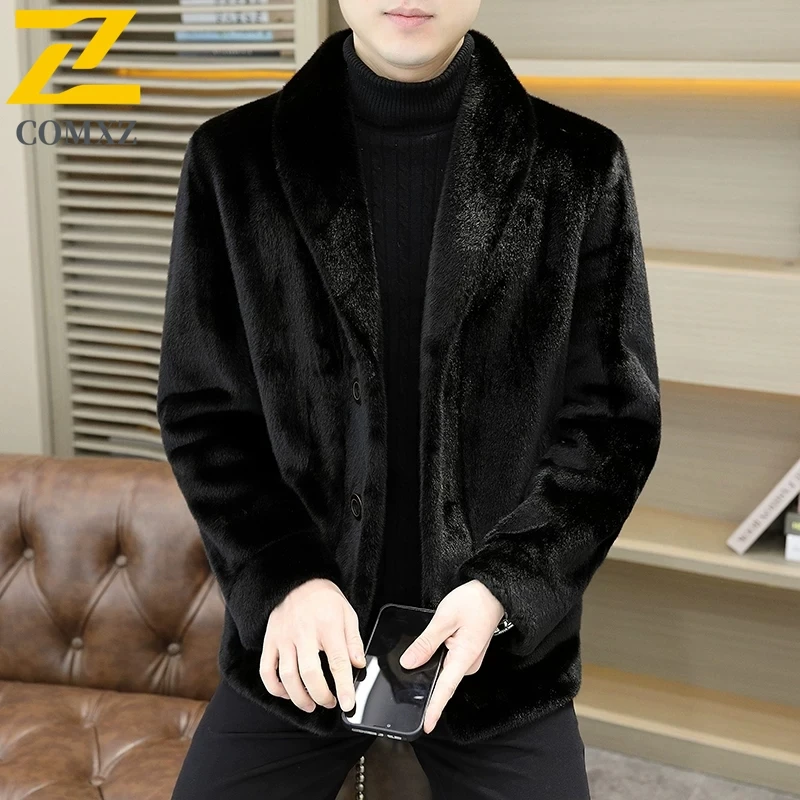 

COMXZ Men Fleece Lined Chaqueta Loose Stylish Outdoor Warm Thick Fishing Walking Varsity Jacket Daily Minimalist Trench Coat