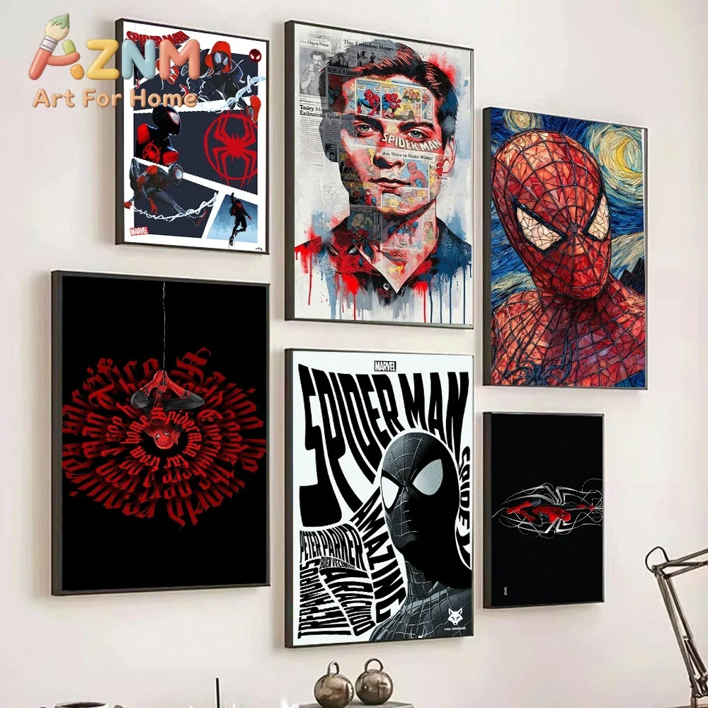Spider Man Into The Spider Verse Canvas Wall Art No Frame Miles Morales Superhero Comic Poster Print Home Bedroom Living Room - view 4