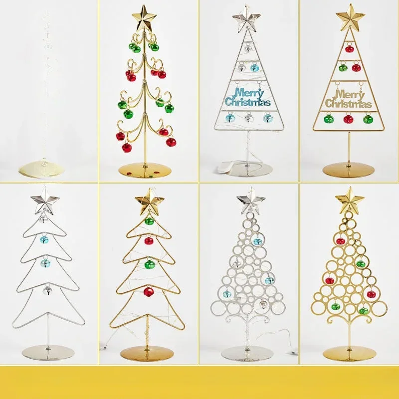 Ironwork Desktop Ornament Small Christmas Tree New Christmas Tree Simulated Luminous Christmas Bell Tree Decoration