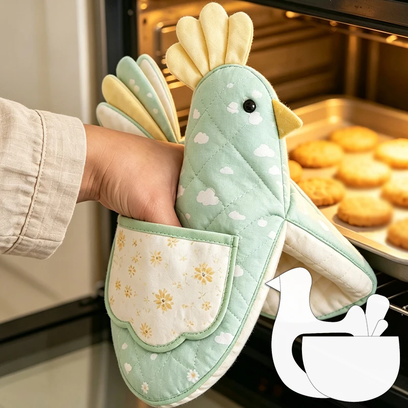 5pcs Chicken Oven Mitt Pattern Sewing Template