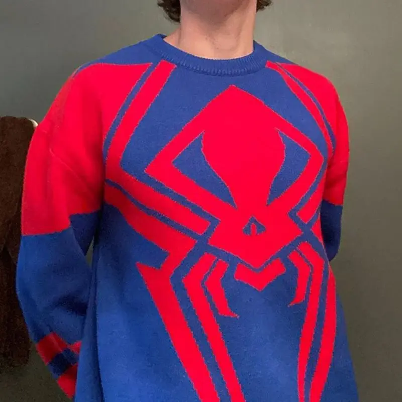 Spider Knitted Sweater Retro Trend Gothic Pullover Fashion Hip Hop Rock Warm Loose Clothing Men\'S Women\'S Y2kTops