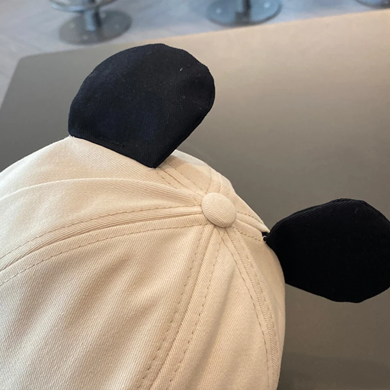 Chapéu de beisebol do bebê cor sólida verão algodão guarda-sol orelhas de urso pico língua de pato boné meninos meninas da criança crianças casual chapéu ao ar livre