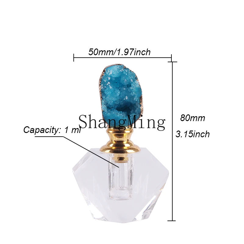 

PYH1ml Natural Quartz Agate Decorative Bottle Essential Oil Smear Bottle Fengshui Home Decoration Accessory