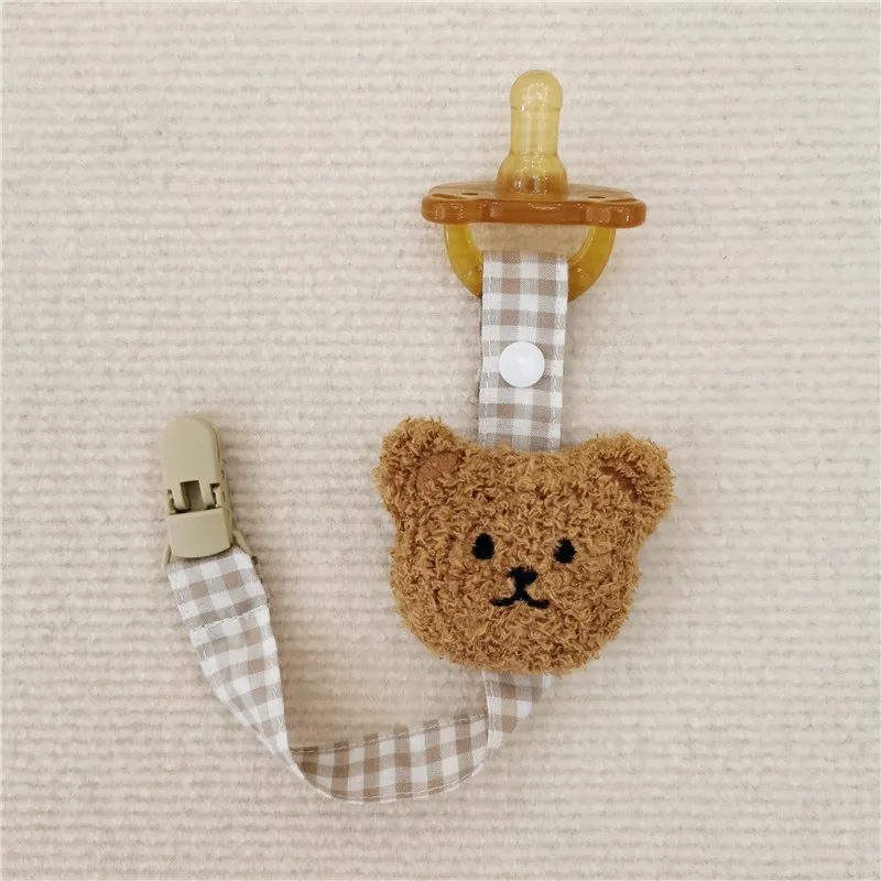 New Fabric Bear Pacifier Anti-lose Chain Cotton Portable Teether Anti-lose Chain Pacifier Rope Baby Holiday Gift