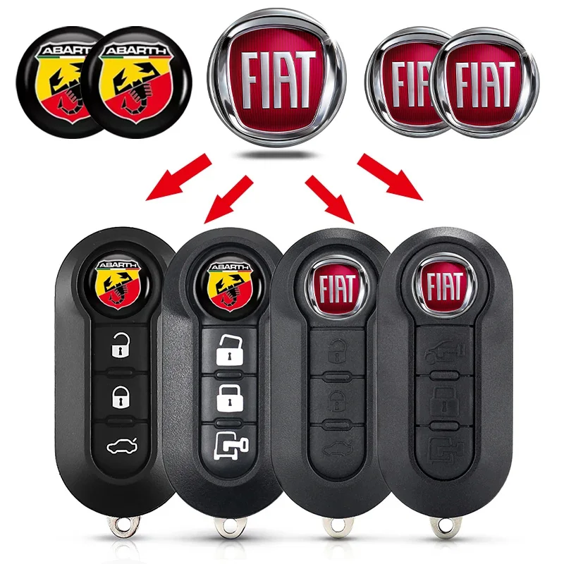 2/5/10/20 piezas de pegatinas decorativas de 14 mm para llaves de coche con emblema de Fiat 500, logotipo Abarth 595 695, Panda, Punto, Bravo, Stilo, accesorios