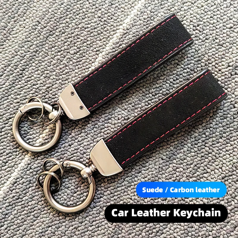 Car Remote Key Trim Suede Keychain Carbon Leather Keyring Auto Accessories For VW Audi BMW Mercedes Benz AMG Porsche Series