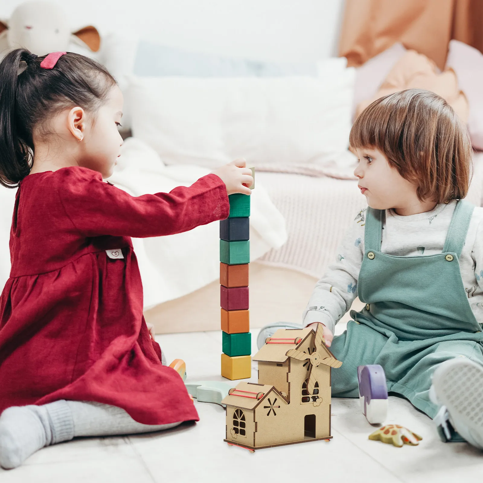 

1 Set Solar Powered Windmill House DIY Assembly Science Educational Kit Kids Project Children Experimental