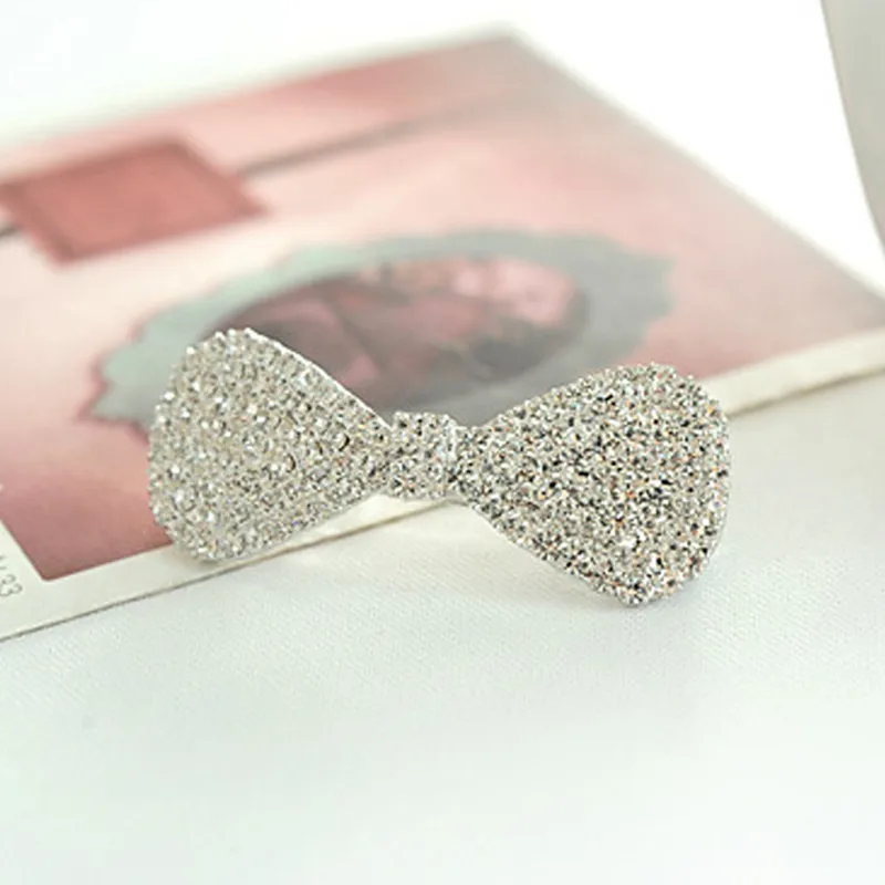 Hot Women Girls Fashion Korea Stytle Crystal Rhinestone Hair Clip Fashion Bowknot Clamp Hairpin Hair Accessories