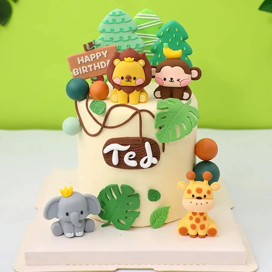 Dschungel Kuchen Dekoration Dschungel Tiere Kuchen Topper 1. Geburtstag Dschungel Safari Geburtstags feier Dekoration Baby Dusche Kuchen Lieferungen