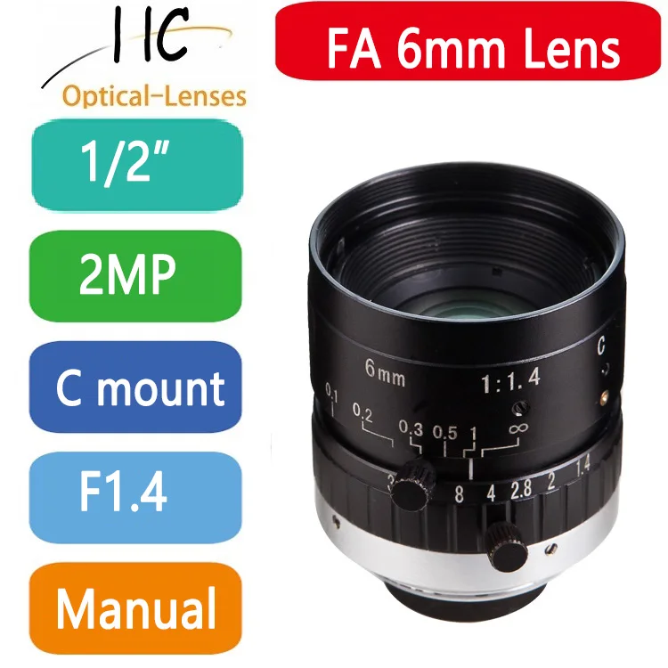 

0614MM 2.0 Mega Pixel C-Mount 6mm 1/2" FA / Machine Vision fixed focal length lenses Industrial camera Lens
