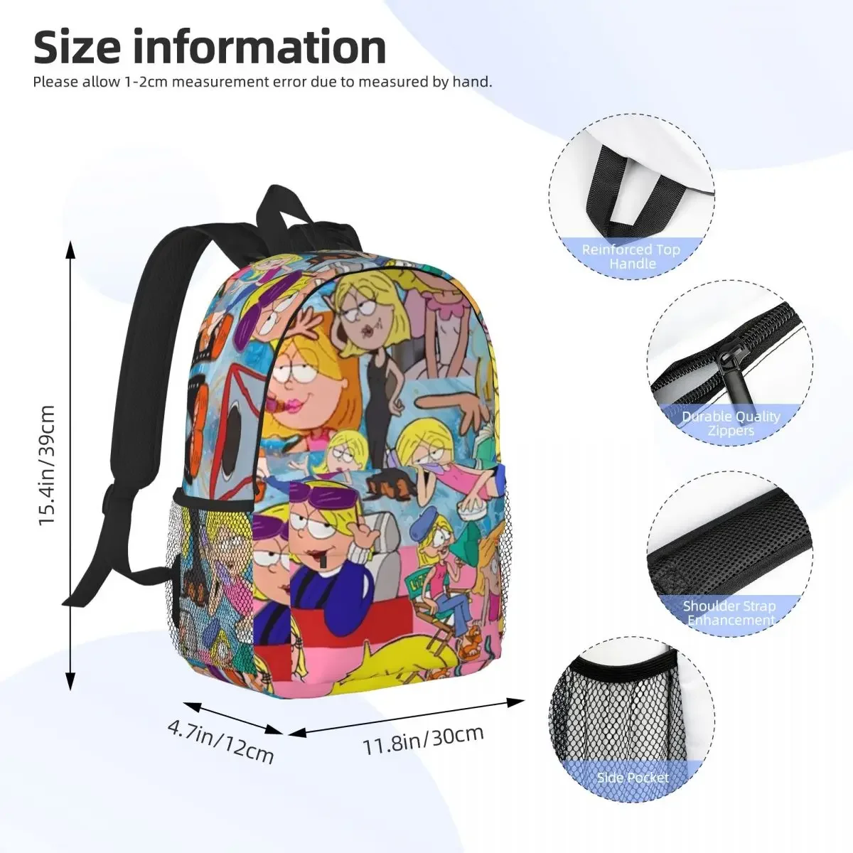 Lizzy Pink 90s Collage Backpacks Teenager Bookbag Casual Children School Bags Laptop Rucksack Shoulder Bag Large Capacity