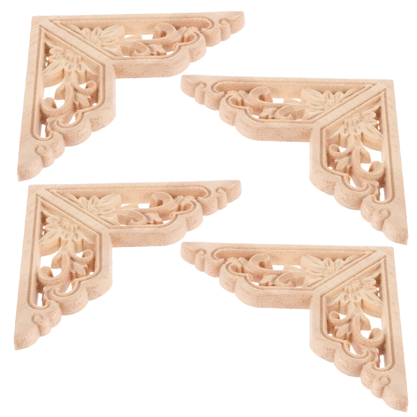 

4Pcs SolidWoodDecals Carved Onlay Wood Carving Decal WoodCarving Wooden Applique Furniture Decal FurnitureDecor