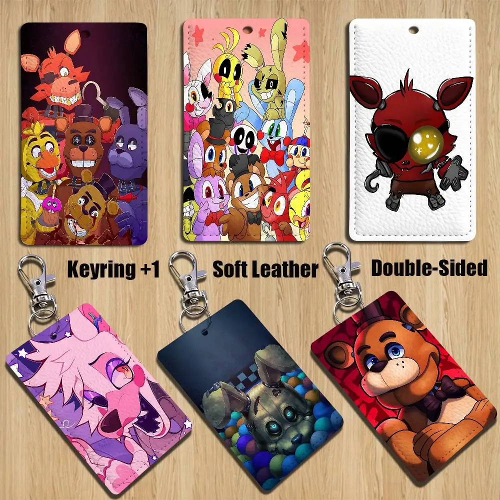 กระเป๋าใส่บัตรหนังพร้อมพวงกุญแจรูปสี่เหลี่ยมผืนผ้าลาย A-FnafS ปี 2026 สำหรับใส่บัตรประจำตัว บัตรเข้าออก พร้อมห่วงคล้องกุญแจ