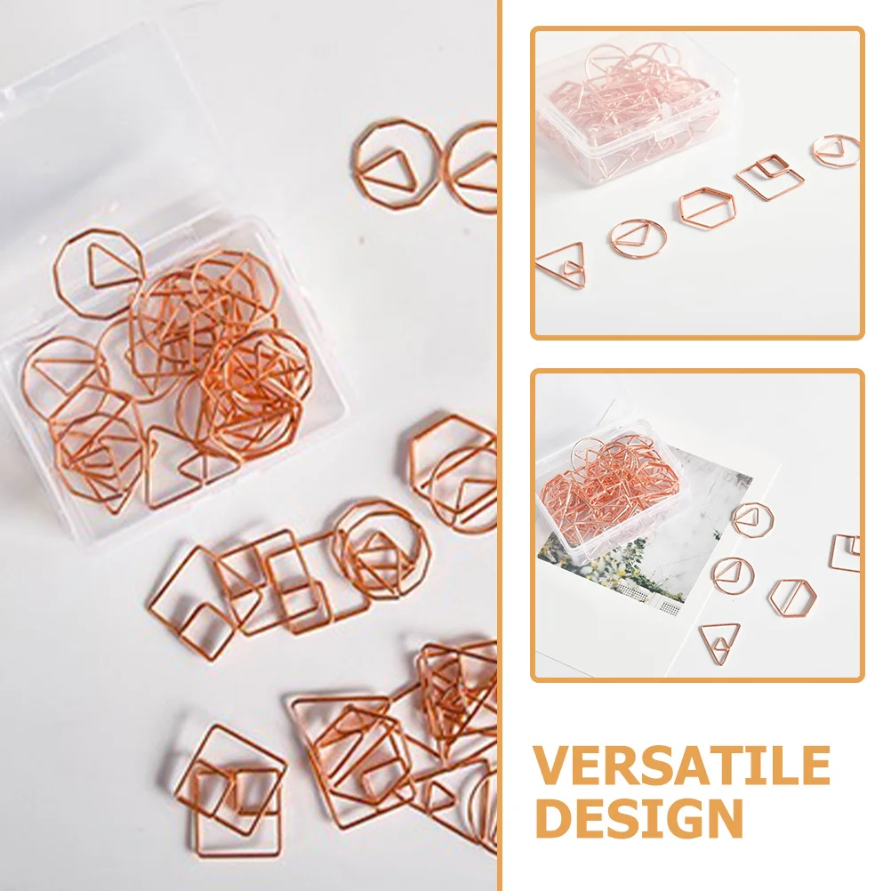 60pcs Electroplated Paper Clips Iron Decorative Office Supplies For Files Notes Bills Fixing Mini Paperclips Practical