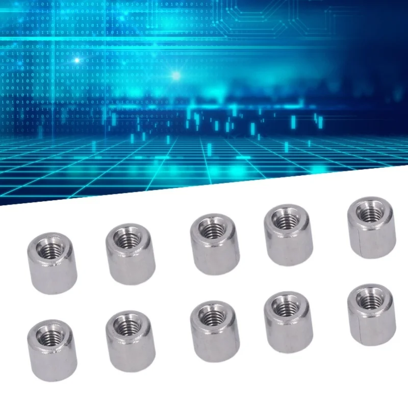 

50Pcs Coupling Nut Round M4 Stainless Steel Rod Connector Nut Female Thread Fastener