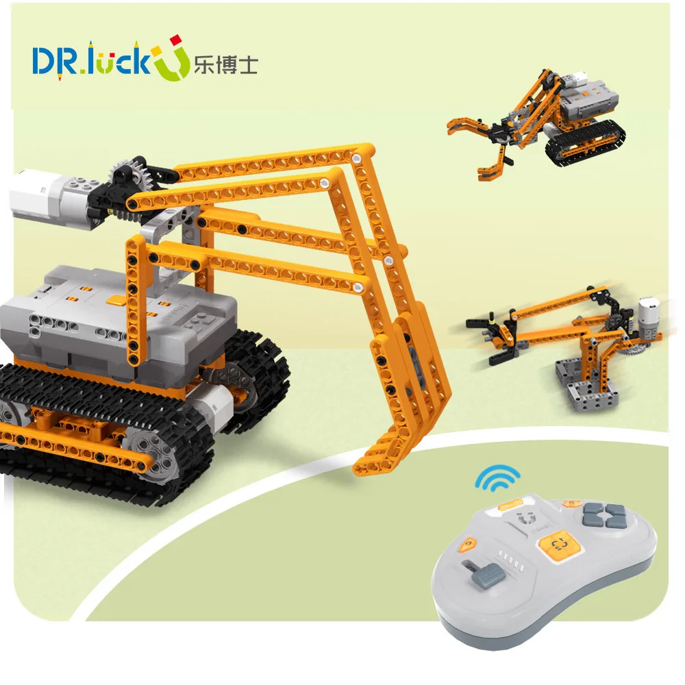 Dr. Luck Machinery Workshop การศึกษาประกอบของเล่นเด็กเกมไฟฟ้าของเล่นเด็กวันเกิดของขวัญบล็อกตัวต่อของเล่น