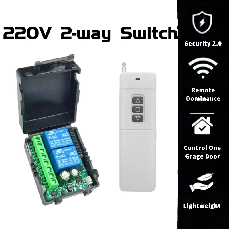 2-Channel 433MHz RF Wireless Remote Control Switch AC 85-256V 220V 110V Relay Receiver Module Suitable Garage Door Transmitter