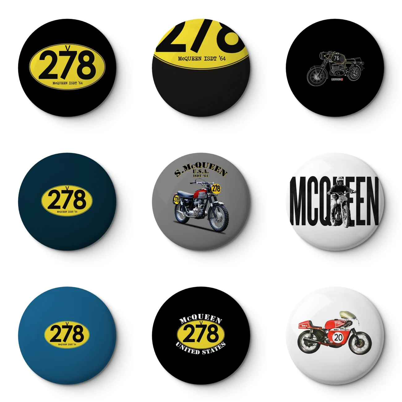 278 Mcqueen Isdt 1964 Soft Button Pin Customizable Metal Decor Women Jewelry Gift Cute Funny Hat Lover Lapel Pin