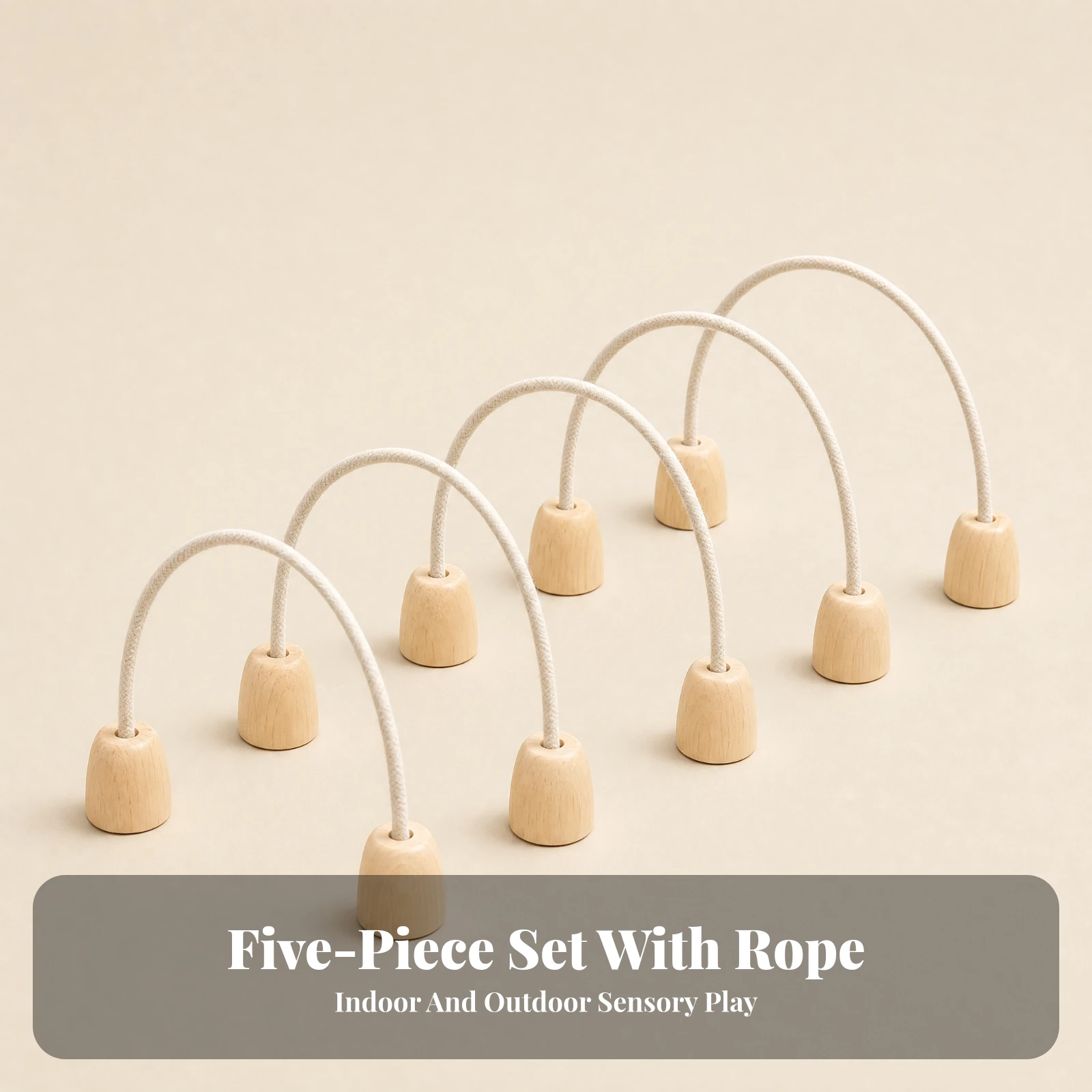 5 Pieces Children's Training Goal Portable Rope Arch with Wood Bases Kids Agility Arch Easy to Install Play Equipment Non