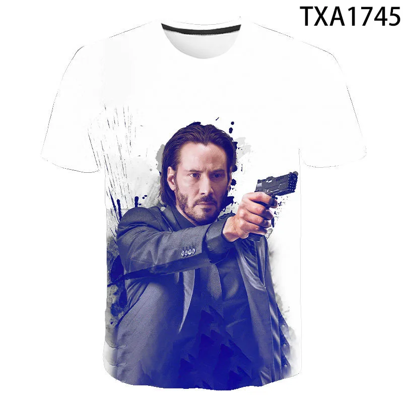 Summer John Wick 3D Print T-shirt Men Women Children Short Sleeves Keanu Reeves Cool Movie T Shirt Cool Streetwear Tops Tee