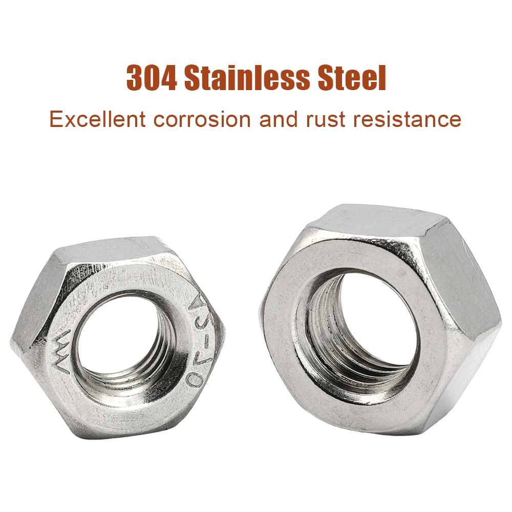 Metric Left Hand Threaded Hexagon Nuts M3 M4 M5 M6 M8 M10 M12 M14 M16 M18 M20 304 Stainless Steel Allen Reverse Nuts DIN934